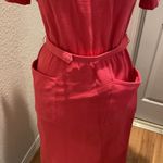 Fashioned By Lampl Vintage Short Sleeve Pink Midi Dress Ribbed Pockets EUC Sz M Size M Photo 1