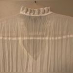 Melissa Paige  Ivory Lampshade Crinkle Collared Blouse Women's Sz Petite Small Photo 3