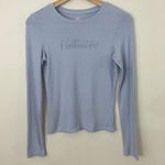 Hollister Light Baby Blue Ribbed Tight Embroidered Long Sleeve Top Photo 0