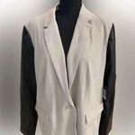 DKNY NEW- NWT! Mixed Media Faux Leather Sleeve Longline Jacket Photo 4