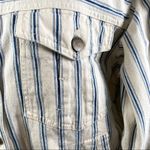 DKNY Vintage Railroad Stripe Denim Jacket Walbash White Blue Photo 8