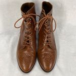 Etienne Aigner Brown Leather Ankle Boots Womens 7.5 Lace Up Combat Booties-flaw Photo 1