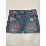 American Eagle Women's Plus 18 Floral Embroidered Distressed Denim Mini Skirt Photo 1
