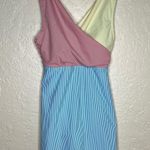 Lands' End Surplice Swim Dress Chlorine Resistant Seersucker Turquoise 12 D NWT Blue Photo 1