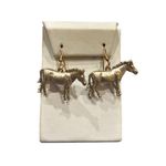 Brushed silver copper toned horse earrings mustang Silver Photo 0