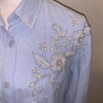 Jane Ashley vintage blue embellished beaded long sleeve button down shirt Photo 2