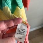 Debut  Rainbow Color Block Waffle Knit Cardigan Sweater Longline Pockets S-M Photo 3