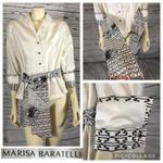 Marisa Baratelli 1990s Silk Blouse Black White Abstract Trim Size 12 Photo 11