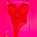 Elegant Red Lace Push Up Bodysuit Size M Photo 3