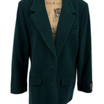 Vtg Wool Cashmere Blend Blazer Dark Green Women 16 Pea Coat Single Breasted Photo 0