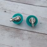 Vintage Clip On Earrings Unusual Shade of Retro Green 0.75" Photo 3