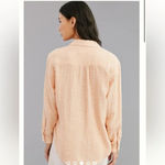 Anthropologie V-Neck Popover Cotton Long Sleeve Shirt in Orange Sz S Photo 3