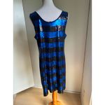 Y2K Sequin Striped Tank Dress Blue Black Size XL Party Going Out INC Sexy Photo 7