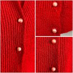 VTG 90’s Petites Just For You Red Cardigan Cozy Knit Sweater Puff Sleeve S M Size undefined Photo 14