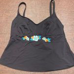 Coco reef  34DD Black Tankini Top Embroidered Sequin Blue Floral Adjustable Strap Photo 0