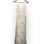 Lulu's Lorenzo Beige Embroidered Maxi Dress Cream Floral Dress Wedding Size M Photo 2