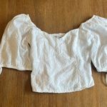 Abercrombie & Fitch Smocked Puff Sleeve White Top Photo 0