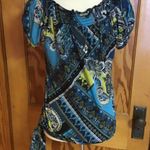 VTG Y2K Heart and Soul Patchwork & Paisley Print top Blue Size M Photo 6