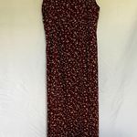 Floral summer sundress maroon red white flowers women's size small midi straps Photo 5
