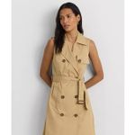 Ralph Lauren Lauren Women Double-Breasted Tan Belted Safari Dress Size 6 Trench Photo 2