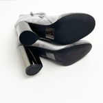 ALDO  Cassydie Dark Gray Velour Metallic Block Heel Almond Toe Side Zipper Boots Photo 5