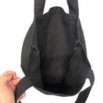 Black Canvas Tote Bag Red Floral Print Large Reusable Shopping Handbag Photo 5