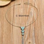 Cute silver downwards pyramid necklace with turquoise stone design. New Photo 2