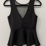 Forever 21 Women's Peplum Top With Plunging Neckline Color Black Sz S Photo 3