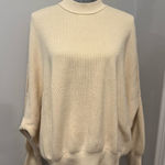 Free People Women’s Sz: S Oversized Cream Sweater Slouchy Tunic Mock Neck. Photo 0