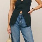 Reformation  | Casey Long Lined Cotton Blend Button Vest Top Black Size XS Photo 1