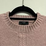 Tahari  Ribbed Cable Knit Crewneck Sweater Light Pink M Photo 9