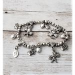 Cookie Lee Vintage Stretch Bracelet Silver Tone Cheer / Cheerleader Theme Photo 1