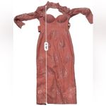 Elle Zeitoune‎ Genevieve Pink Floral Lace Mock Neck Tie Back Midi Dress Sz 4 NEW Photo 11