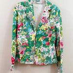 Le Tricot Longhin Floral Green Funky Blazer Size L Photo 0