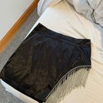 Black rhinestone fringe crop top and skirt set Size L Photo 4