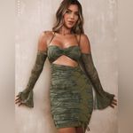 Oh Polly  Women’s ASLI Long Sleeve Paneled Mini Dress In Olive Print Size 2 Photo 4