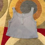 Uniqlo Green Ribbed Crop Henley Tank Top Women’s Size Medium Photo 0