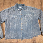 POL  Corduroy Distressed Large Jacket Frayed Crop Denim-Blue 100% cotton Photo 0