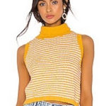 REVOLVE Callahan Gold & White Striped Sleeveless Turtleneck Liv Sweater Photo 0