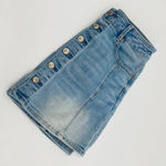 American Eagle Light Wash Button Front Hi-Rise A-Line Skirt Super Stretch Sz 4 Photo 12