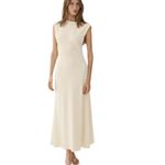 NWT Aya Muse Midi Dress Jersey Knit Off White Size 8 (L) Photo 2