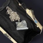 Silver Geometric Clutch + Matching Earrings + Shoulder Chain Photo 2