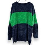 Aerie Offline by Navy Blue & Green Long Sleeve Crewneck Chenille Sweater Sz L Photo 5