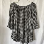 Cute! Beach Lunch Lounge Black &White Checkered Summer Shirt Ruffle‎ Size S/P Photo 6