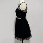 Way-In  Women's Black Embellished Mesh Tulle Fit & Flare Party Dress Size 7 Photo 2