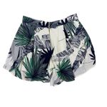 PPLA  White Green Palm Print High Waist Shorts Lightweight Flowy Summer Medium Photo 1