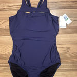 Nautica  Women's Open Back One PC Swimsuit Swim Size‎ L Navy BNWT Photo 0