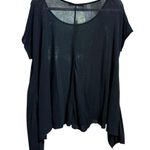 Peruvian Connection Black Sheer Boxy Top Shark-bite Hemline Lightweight Sz M Photo 1