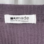 LA Made  Purple Ribbed V Neck Long Sleeve Top Medium New Photo 3