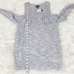EXPRESS Gray Cold Shoulder Ruffle Sweater Top Lightweight 3/4 Sleeve Size XS New Photo 9